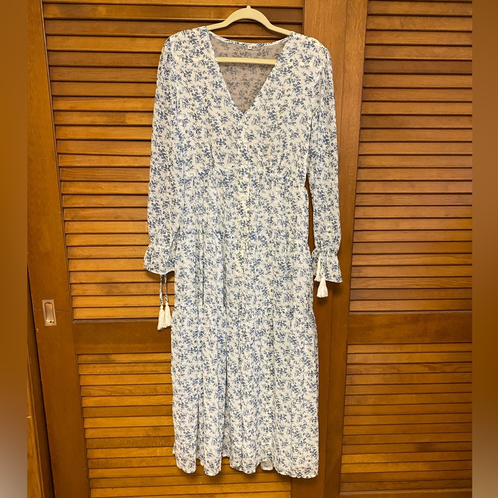 Floral Blue and White Maxi Dress